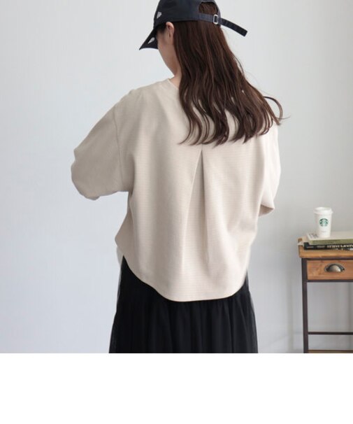 ラッセルクロップド丈8分袖プルオーバー