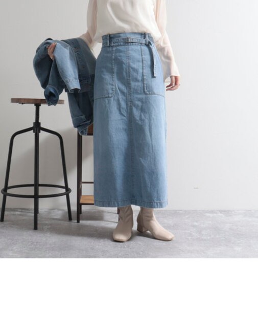 ベルトデザインデニムスカート