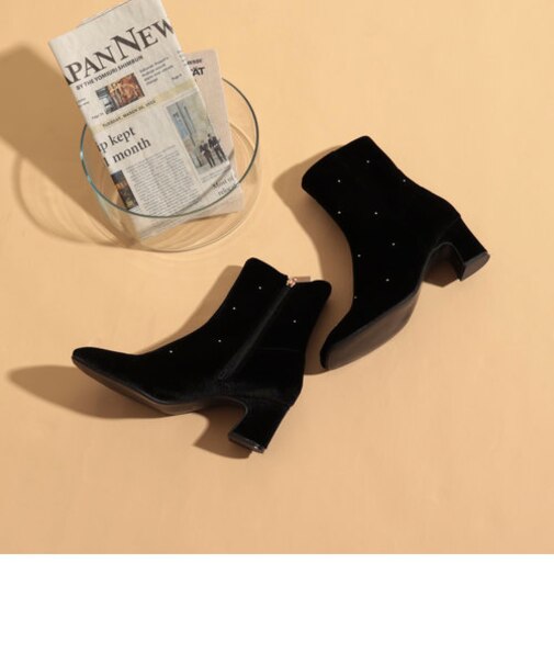 【PANIER/パニエ】撥水加工スタッズベロアブーティ