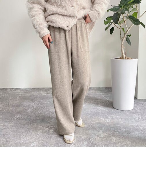 ウールライクシャーク セミワイドパンツ