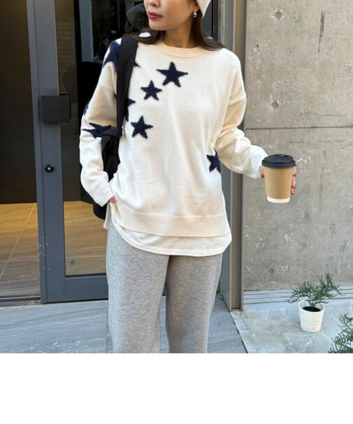 【新色追加】星ジャガードニットプルオーバー