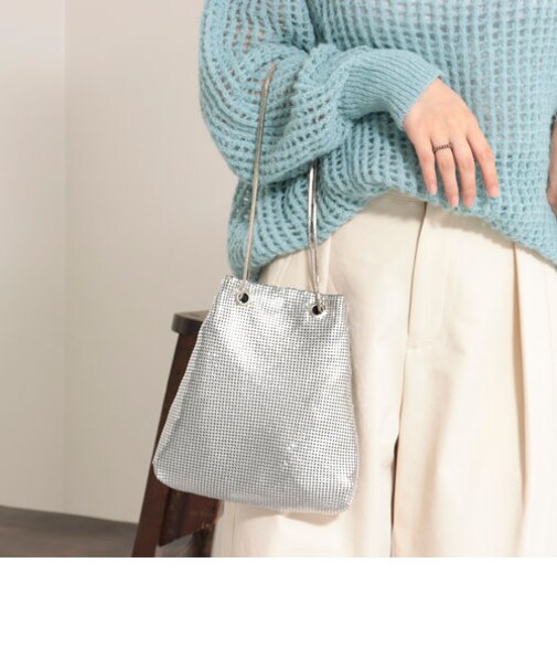メタルメッシュ巾着バッグ