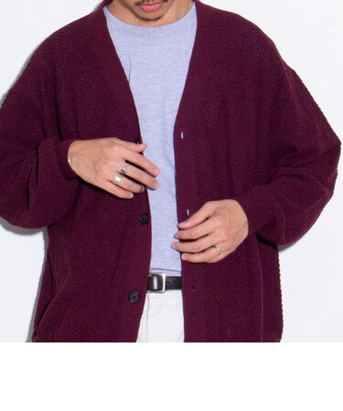 【GLOSTER/グロスター】カラーブークレカーディガン ドロップショルダー