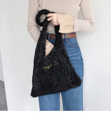 ラメモールニットトートバッグ