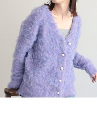 MIXシャギーパールボタンカーディガン