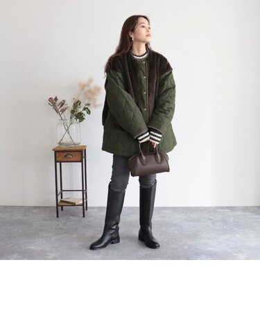 ファー×キルトコート