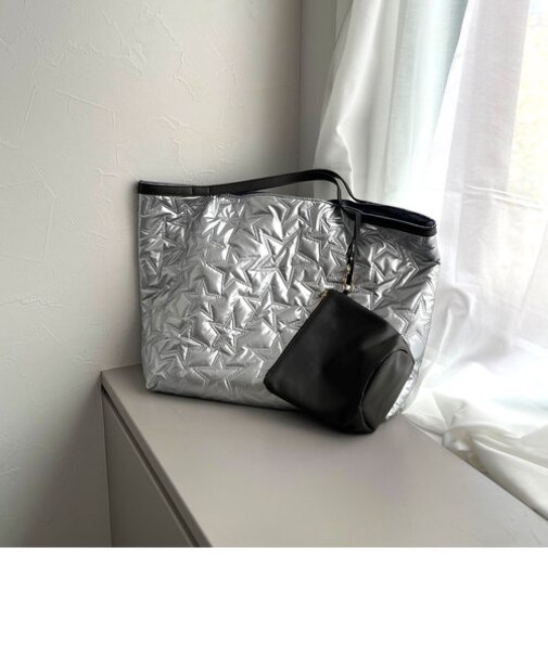 星キルティングトートバッグ ポーチ付