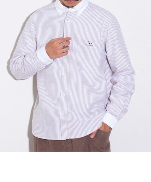 【GLOSTER/グロスター】フレンチブルドッグ刺繍 ボタンダウンシャツ ワンポイント刺繍 