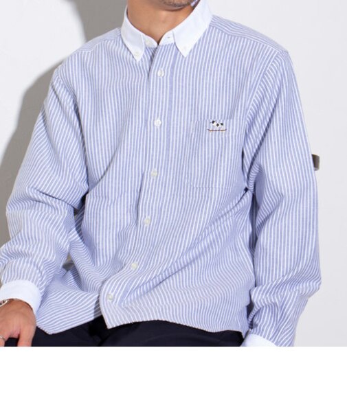 【GLOSTER/グロスター】フレンチブルドッグ刺繍 ボタンダウンシャツ ワンポイント刺繍 