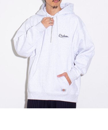 【Dickies/ディッキーズ】ハーフジップパーカー ロゴ刺繍