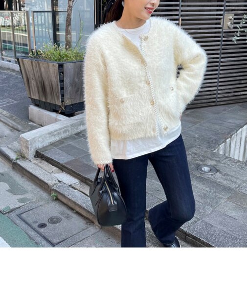 シャギーポケット付ジャケットカーディガン