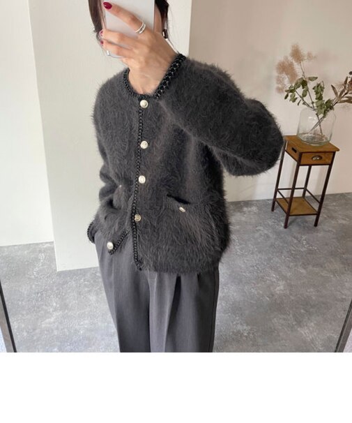 シャギーポケット付ジャケットカーディガン