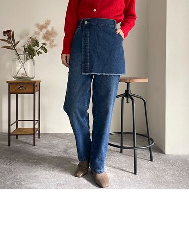ラップレイヤードデニムパンツ