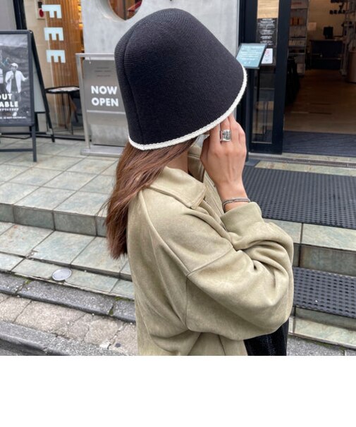 バイカラーニットベルハット