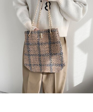 ミックスツィードチェーンバッグ