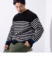 【GLOSTER/グロスター】Ｗフェイス プルオーバー ボーダー モールニット