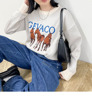 【GEVACO/ゲバコ】ホースジャガード ニットプルオーバー