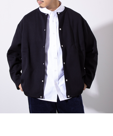 【GLOSTER/グロスター】バックフリース スナップボタン クルーネックカーディガン