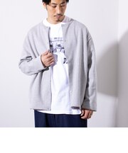 【GLOSTER/グロスター】バックフリース スナップボタン クルーネックカーディガン