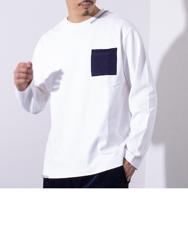 【GLOSTER/グロスター】ニットポケット ハンドステッチ ポケット長袖Tシャツ
