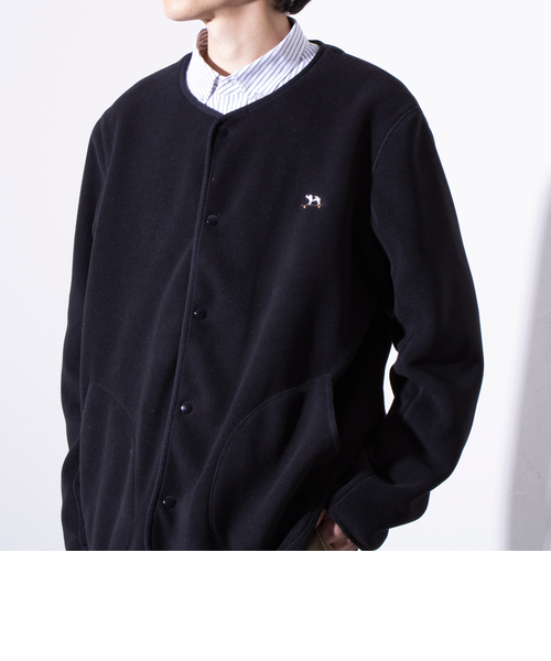 フレディ＆グロスター（FREDY&GLOSTER）/【GLOSTER/グロスター】フレンチブルドッグ刺繍 フリースカーディガン ワンポイント GLOSTER/グロスター】フレンチブルドッグ刺繍 フリースカーディガン