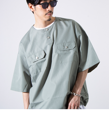 【TAION/タイオン】ミリタリー Ripstop ヘンリーネック 半袖Tシャツ
