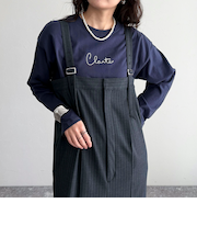 ヤーン刺繍ロゴロンTシャツ