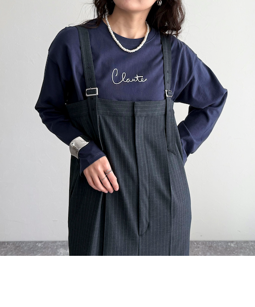 ヤーン刺繍ロゴロンTシャツ