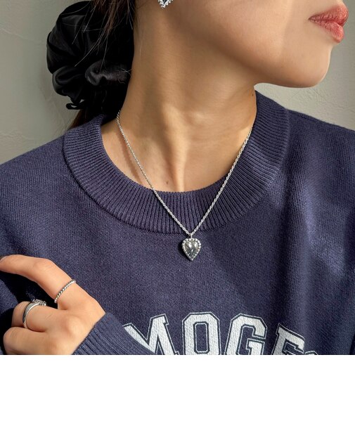 ヴィンテージ風ぷっくりハートネックレス１