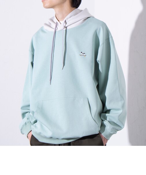 【GLOSTER/グロスター】フレンチブルドッグ刺繍  ダンボールバイカラーパーカー フーディ