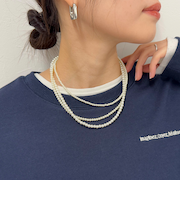 パール3連ショートネックレス