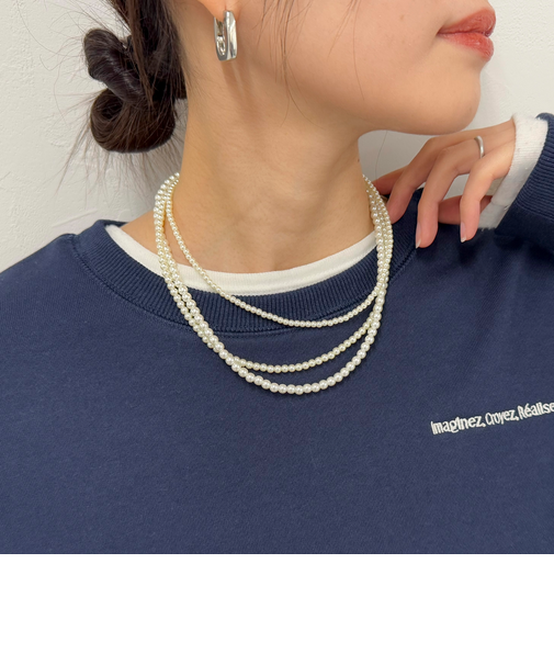 パール3連ショートネックレス