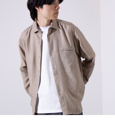 【GLOSTER/グロスター】リネン混 スナップ/ドットボタンシャツ レギュラーカラーシャツ