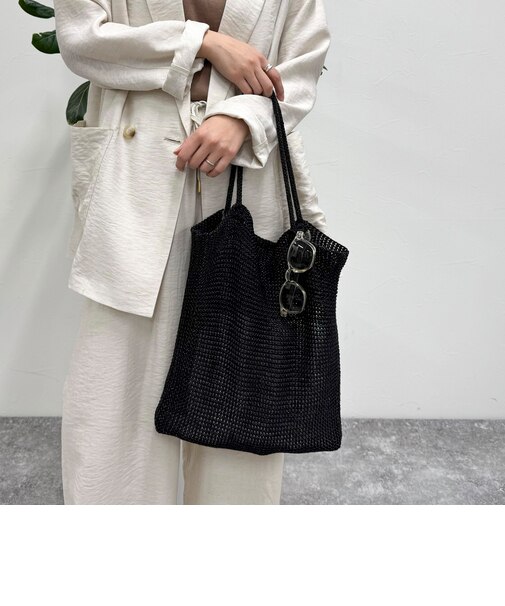 ラメ糸編みトートバッグ