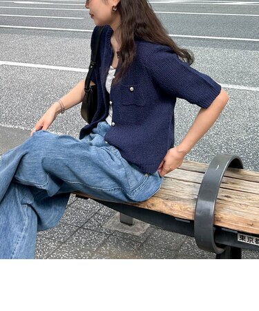 テープヤーン半袖ニットジャケット