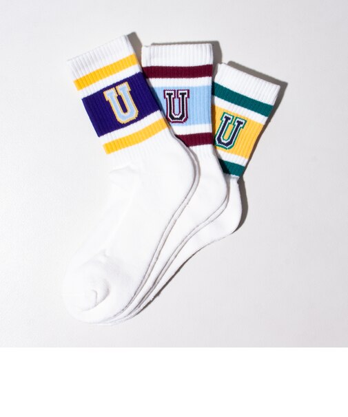 【3足セット】【UNIVERSAL OVERALL/ユニバーサルオーバーオール】ロゴ ソックス