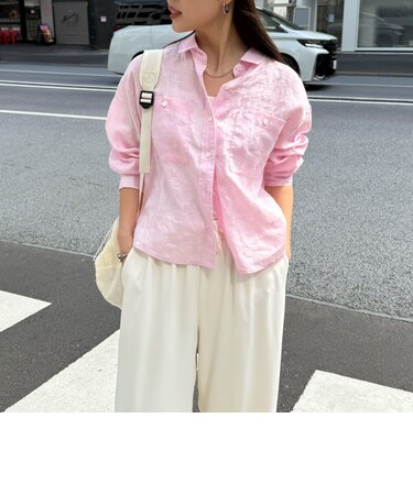 LINEN100クロップドシャツ