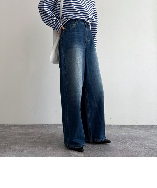 ルーズストレートデニムパンツ