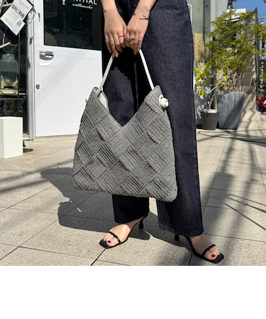 ペーパー格子編みワンハンドルバッグ