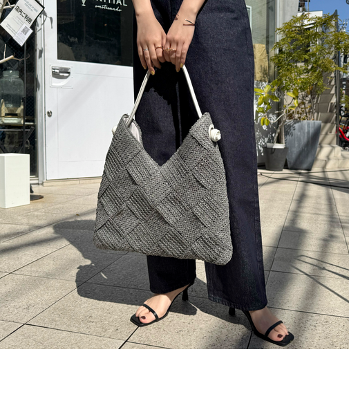 ペーパー格子編みワンハンドルバッグ
