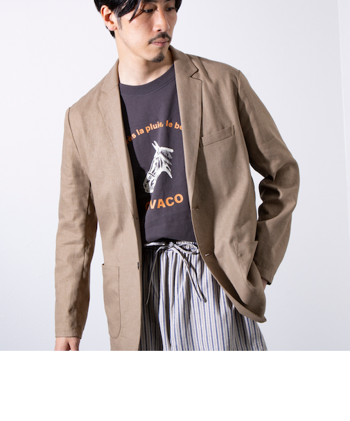 【GLOSTER/グロスター】ヴィスコースリネン テーラードジャケット サマージャケット