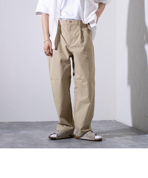 【GEVACO/ゲバコ】タック入り テーパード チノパンツ ワイドテーパード