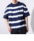 【GLOSTER/グロスター】16/-綿天竺 タイダイ染め ボーダークルーネックTシャツ