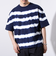【GLOSTER/グロスター】16/-綿天竺 タイダイ染め ボーダークルーネックTシャツ