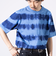 【GLOSTER/グロスター】16/-綿天竺 タイダイ染め ボーダークルーネックTシャツ