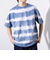 【GLOSTER/グロスター】16/-綿天竺 タイダイ染め ボーダークルーネックTシャツ