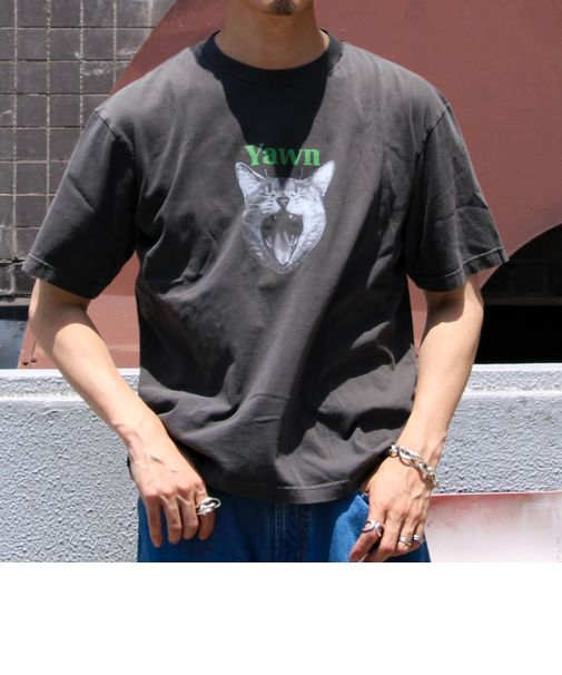 【新柄追加】【GLOSTER/グロスター】DOG&CAT 犬猫プリント ピグメント プリントTシャツ