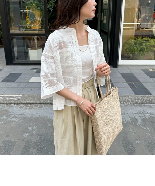 シアーチェック半袖シャツ