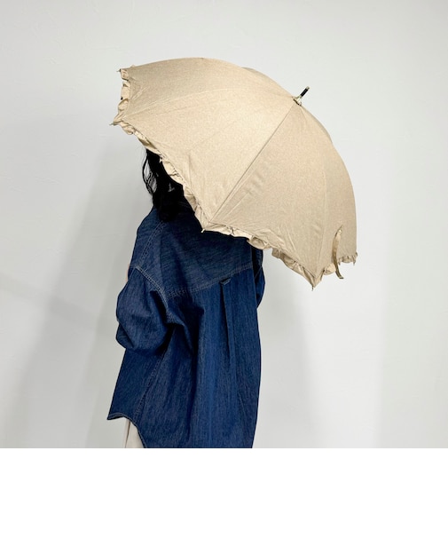 【UVカット/晴雨兼用】フリルロングUVカット傘