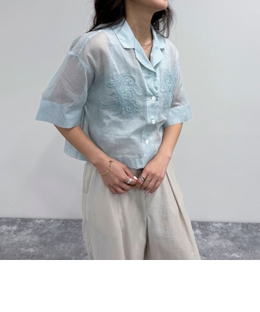 ハンド刺繍ショートシャツ